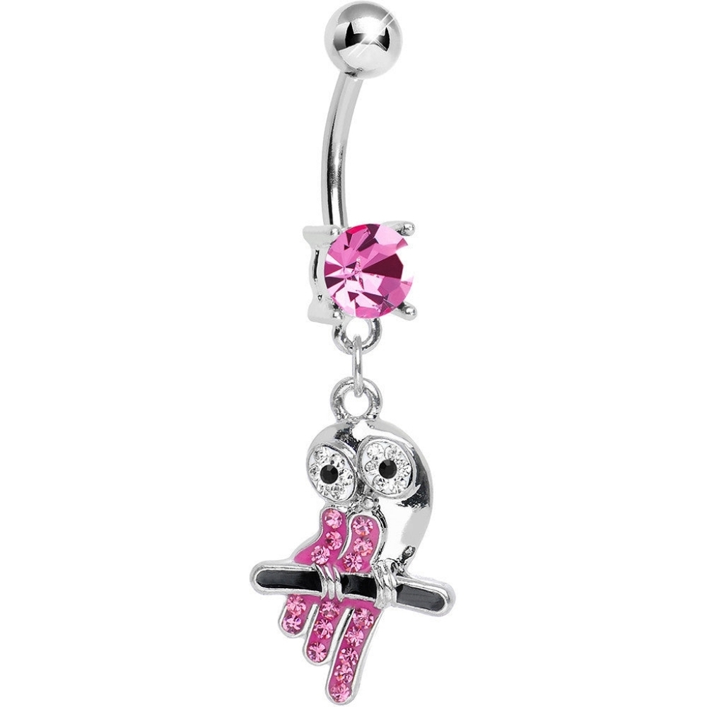 2/30$ Or 3/$35 NEW!BODY CANDY Silver Pink Owl Belly Ring-(#1,048)‎